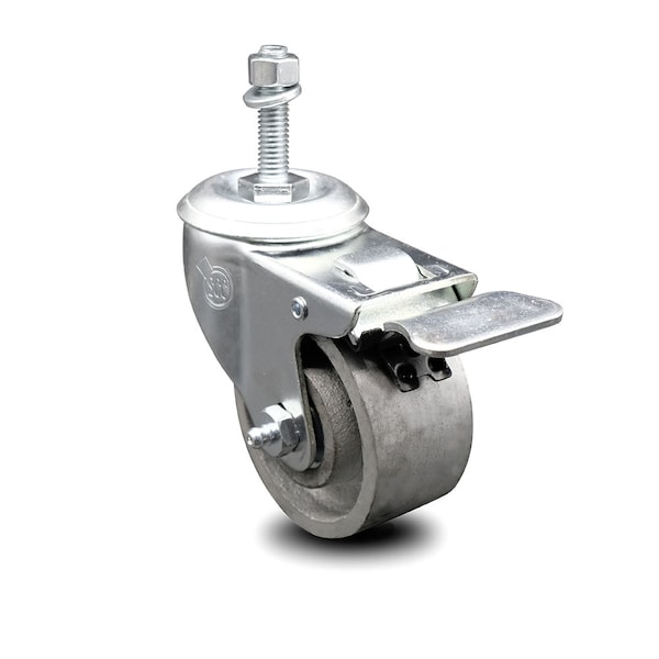 Semi Steel Swivel TS Caster w/Roller Bearing-3" Wheel&10MM Stem w/Total Lock BRK